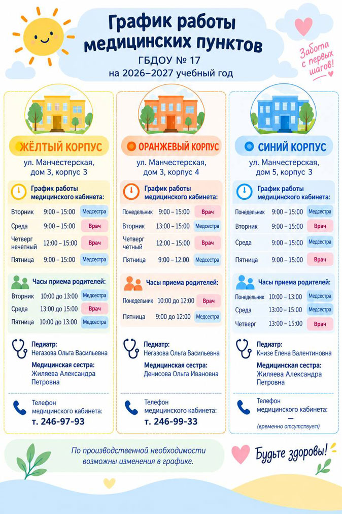 График работы медицинских пунктов